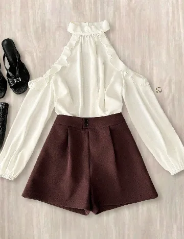 Compleu SHEIN, alb/maro