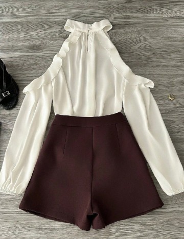 Compleu SHEIN, alb/maro