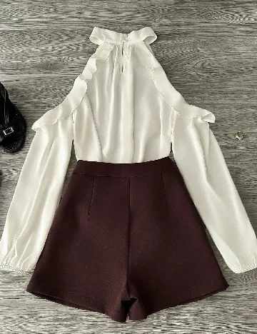 Compleu SHEIN, alb/maro