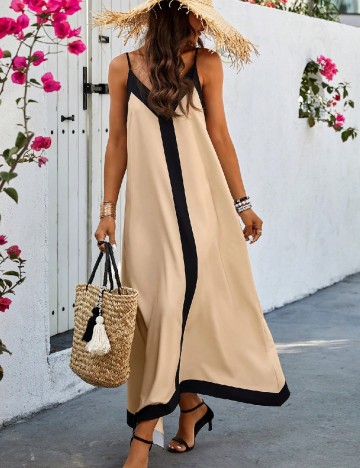 Rochie lunga SHEIN, crem/negru