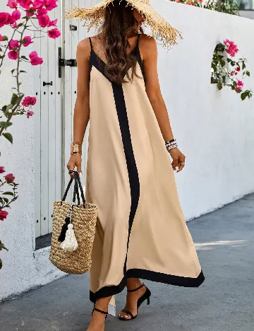 Rochie lunga SHEIN, crem/negru