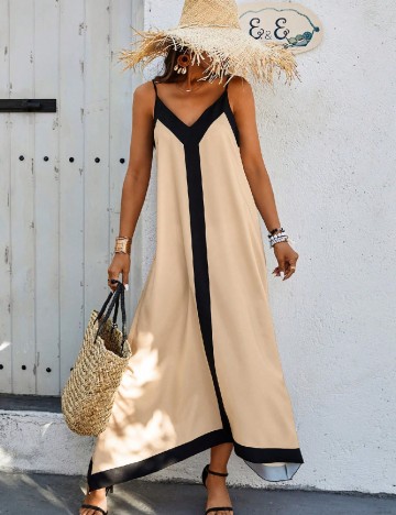 Rochie lunga SHEIN, crem/negru