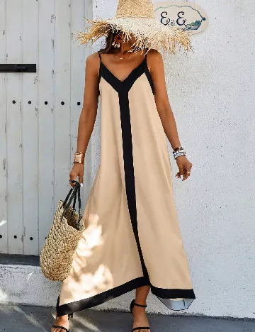 Rochie lunga SHEIN, crem/negru