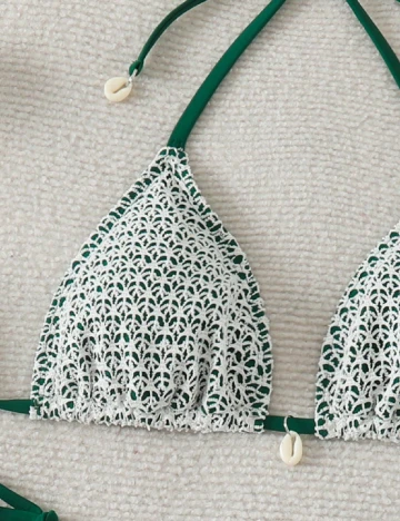 Costum de baie SHEIN, alb/verde