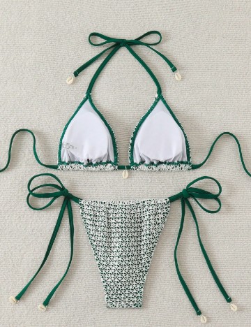 Costum de baie SHEIN, alb/verde