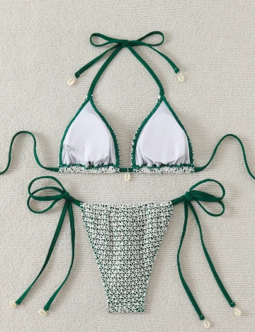 Costum de baie SHEIN, alb/verde