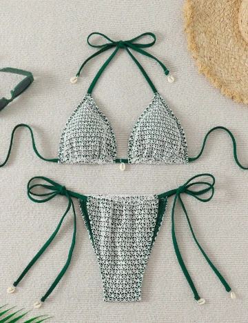 Costum de baie SHEIN, alb/verde