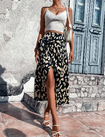 Fusta SHEIN, negru/crem