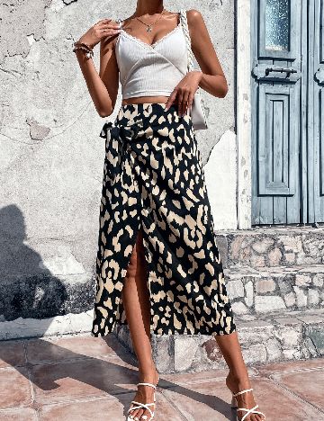 Fusta SHEIN, negru/crem