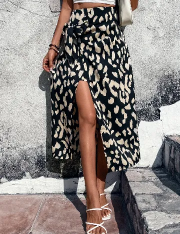 Fusta SHEIN, negru/crem