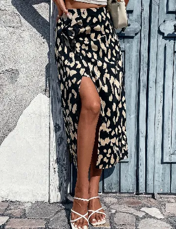 Fusta SHEIN, negru/crem