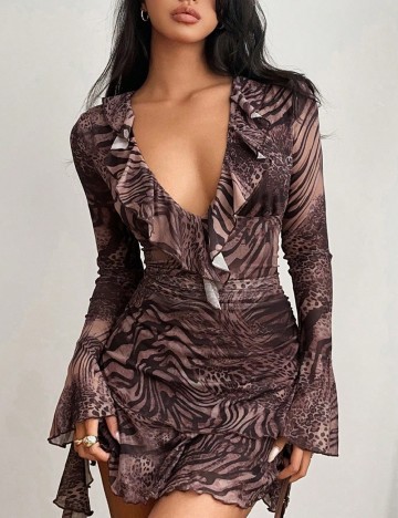 Rochie scurta SHEIN, maro