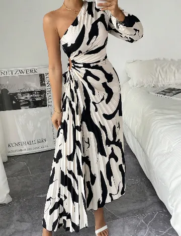 Rochie medie SHEIN, alb/negru