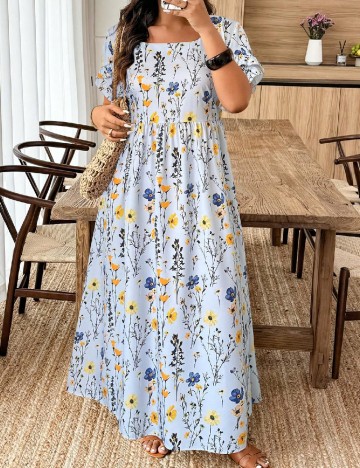 Rochie lunga SHEIN CURVE, floral print