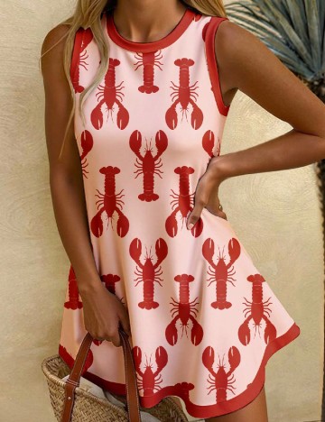 Rochie scurta SHEIN, roz/rosu