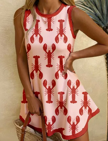 Rochie scurta SHEIN, roz/rosu