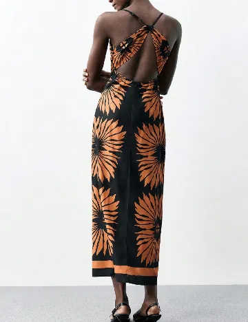 Rochie lunga SHEIN, negru/portocaliu