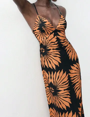 Rochie lunga SHEIN, negru/portocaliu