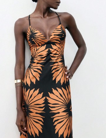 Rochie lunga SHEIN, negru/portocaliu