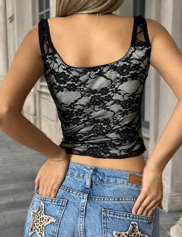 Top SHEIN, crem/negru