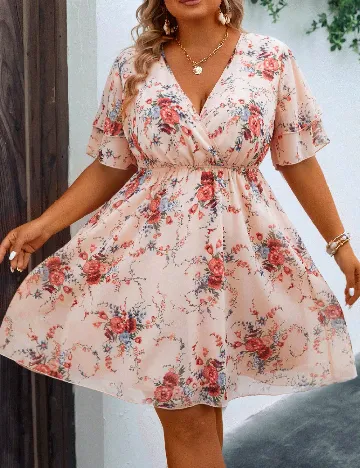 Rochie scurta SHEIN CURVE, floral print