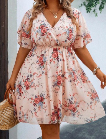 Rochie scurta SHEIN CURVE, floral print