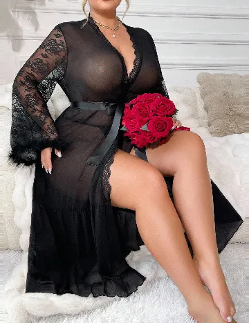 Kimono SHEIN CURVE, negru