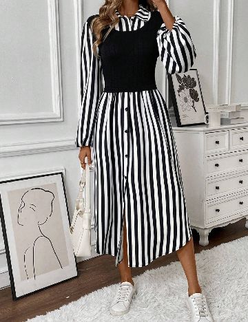 Rochie medie SHEIN, negru/alb