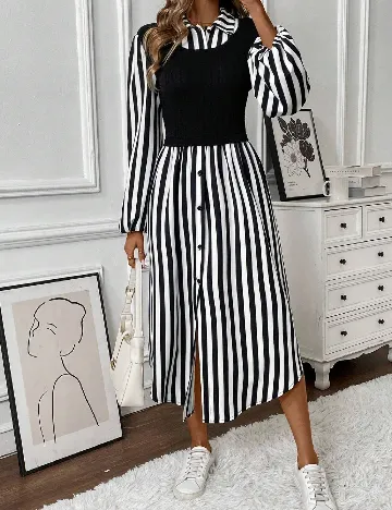 Rochie medie SHEIN, negru/alb