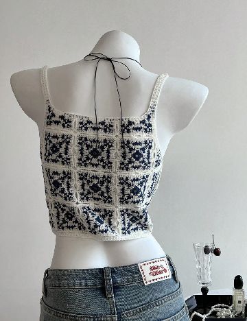 Top SHEIN, alb/albastru