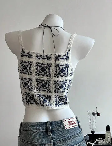 Top SHEIN, alb/albastru