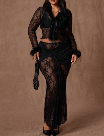 Fusta SHEIN CURVE, negru