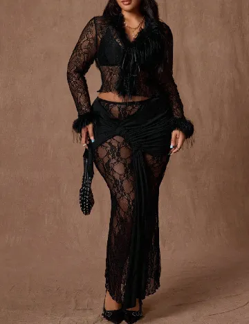 Fusta SHEIN CURVE, negru