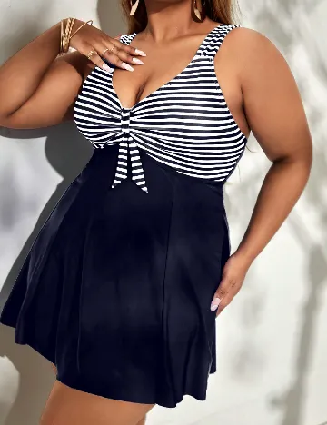 Costum de baie SHEIN CURVE, alb/bleumarin