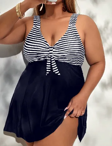 Costum de baie SHEIN CURVE, alb/bleumarin