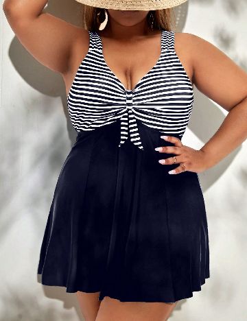 Costum de baie SHEIN CURVE, alb/bleumarin