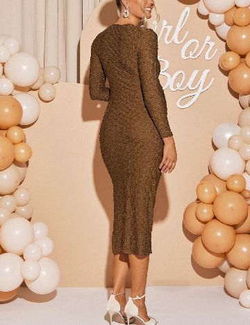 Rochie medie SHEIN Maternity, maro