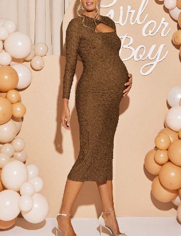 Rochie medie SHEIN Maternity, maro
