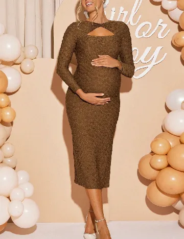 Rochie medie SHEIN Maternity, maro