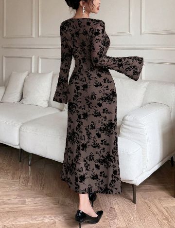 Rochie lunga Dazy, maro/negru