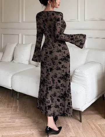 Rochie lunga Dazy, maro/negru