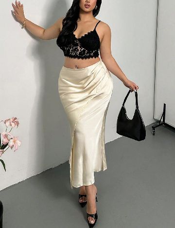 Fusta SHEIN CURVE, ecru