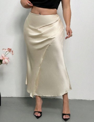 Fusta SHEIN CURVE, ecru