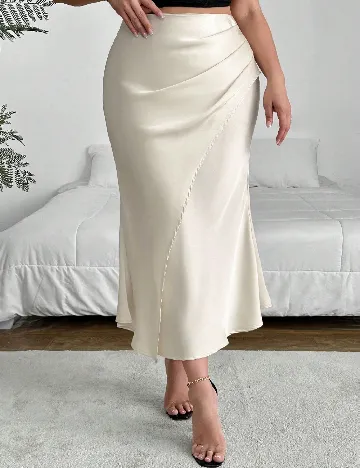 Fusta SHEIN CURVE, ecru