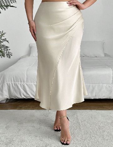 Fusta SHEIN CURVE, ecru