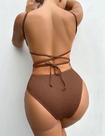 Costum de baie SHEIN, maro