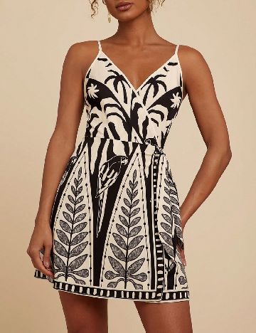 Rochie scurta SHEIN, crem/negru