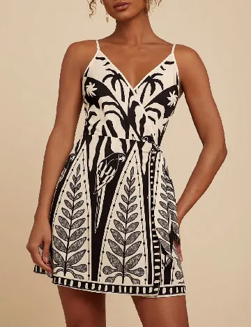 Rochie scurta SHEIN, crem/negru