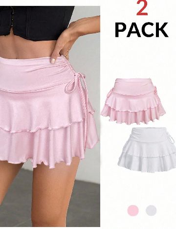 Set Fuste 2 bucati SHEIN, alb/roz