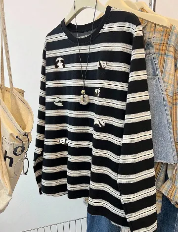 Bluza SHEIN, negru/alb